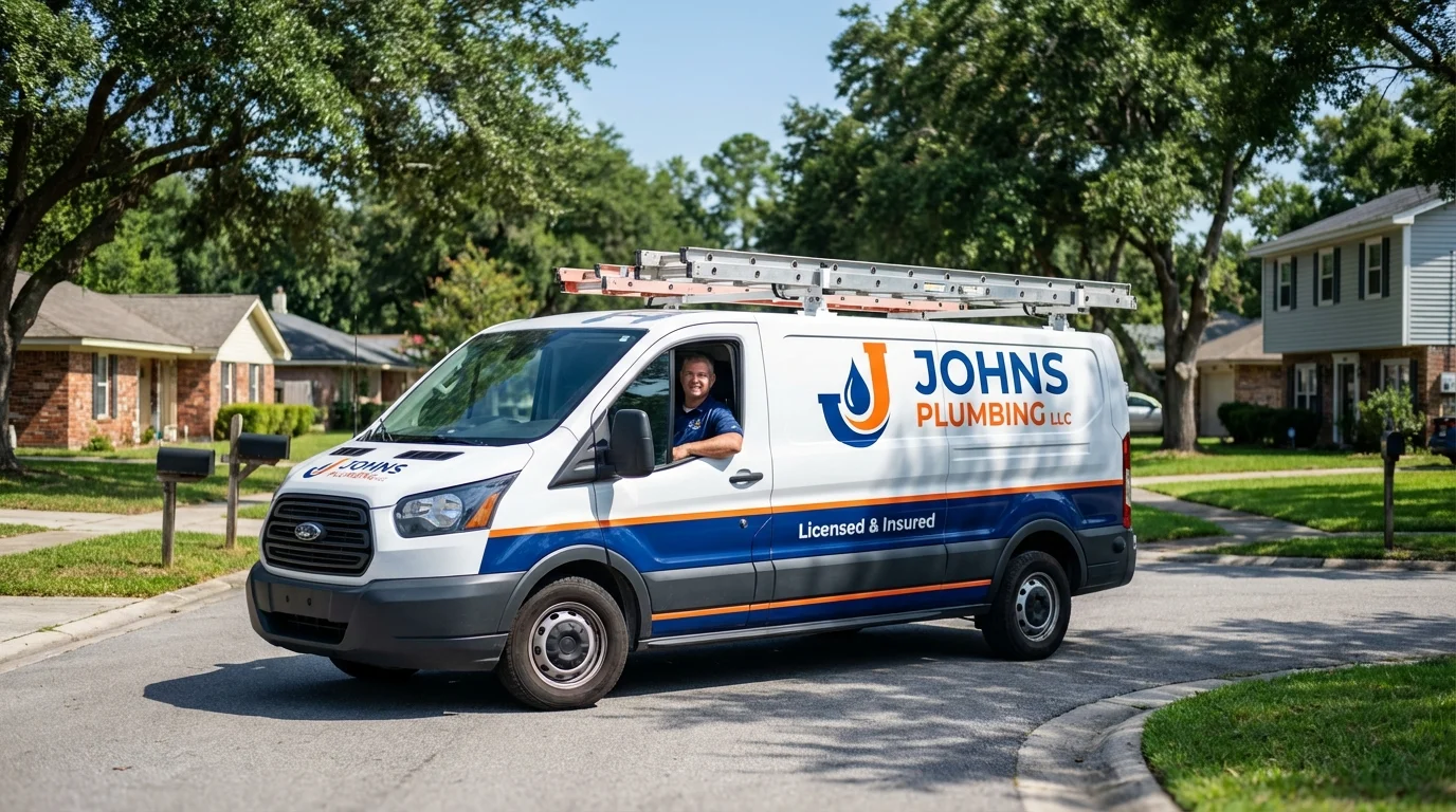 Johns Plumbing LLC service van in Saint Albans, ME