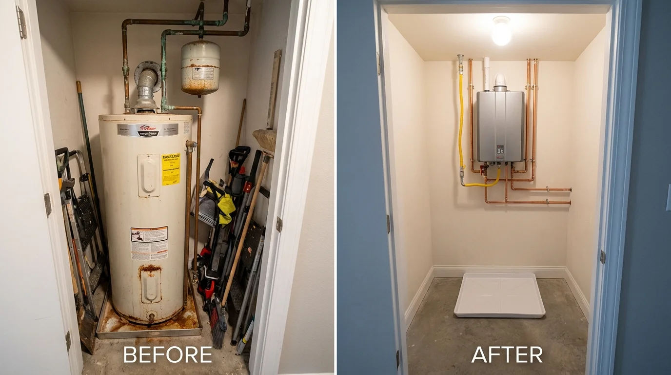 Tank water heater versus wall-mounted tankless unit comparison for Saint Albans, ME homeowners