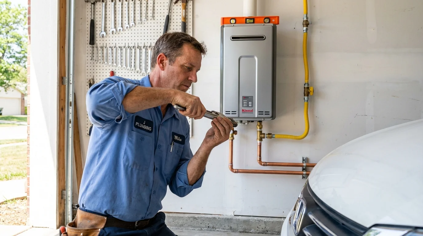 Tankless water heater installation by a Johns Plumbing LLC plumber in Saint Albans
